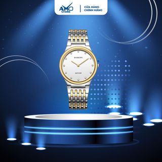 Đồng hồ nam cao cấp ROSSINI 5395T01G - dây thép không gỉ bạc vàng - mặt tròn trắng size 35.5mm siêu mỏng chỉ 5.5mm giá sỉ