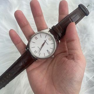 Đồng hồ nam cao cấp ROSSINI 5577W01B - dây da thật màu nâu - mặt tròn màu trắng size 41mm