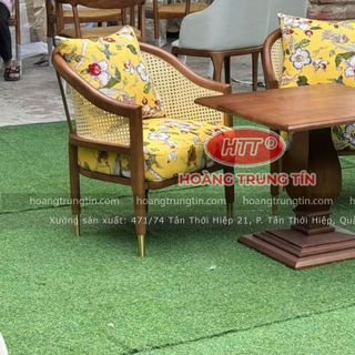 Ghế cafe gổ Grasse chân bọc đồng gổ ash