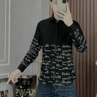 Áo sơ mi dài tay chữ phối toàn thân - hàng cao cấp