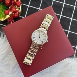 Đồng hồ nữ cao cấp ROSSINI 5806W01A - dây thép không gỉ màu bạc - mặt tròn màu trắng size 33mm siêu mỏng chỉ 6.5mm