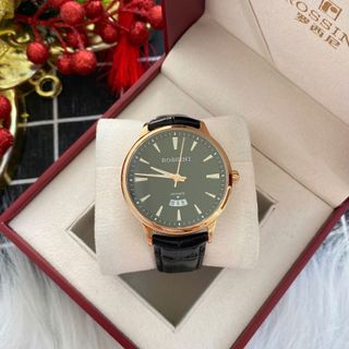 Đồng hồ nam cao cấp ROSSINI 5887G04D - dây da thật màu đen - mặt tròn màu đen size 41mm
