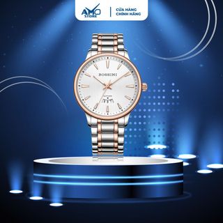 Đồng hồ nam cao cấp ROSSINI 5887T01C - dây thép không gỉ màu bạc vàng hồng - mặt tròn màu trắng size 41mm