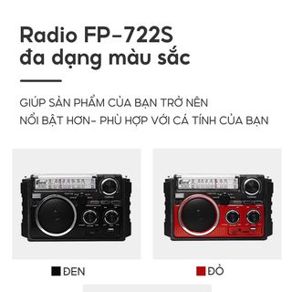 [ Tặng USB] Đài Radio Bluetooth Fepe FP-722-S, Bắt Sóng Khoẻ, Sạc Năng Lượng Mặt Trời, 2 Ăng-Ten, Hỗ Trợ USB, Thẻ Nhớ - Giá Bán Sỉ - Bán Buôn