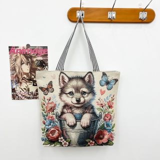 Túi Vải , túi tote dây kéo quai sọc hoa văn thú cưng xinh xỉu ( Hàng Giá Tận Xưởng )
