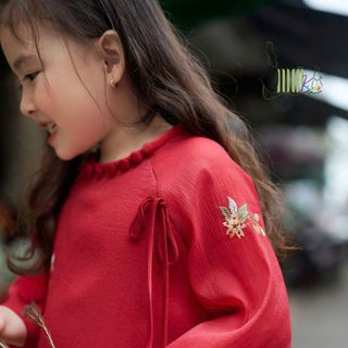 sỉ buôn áo dài cách tân thêu hoa sen bé gái cao cấp