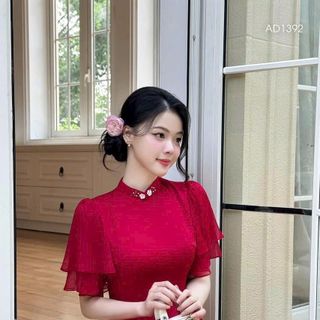 Áo dài cách tân chất voan tơ tay tiên mặc TẾT