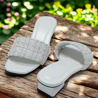 Dép Cao Gót 3 Phân Gót vuông Quai Bảng Ngang Kim Tuyến ( 101 )