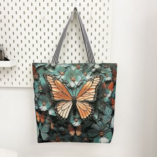 Túi Vải Tote Canvas 2D Bướm hoa quai xách size to, phong cách cổ điện dân tộc , độc đáo 2024 ( Hàng Giá Tận Xưởng )