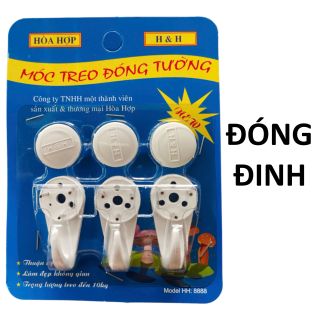 Vỉ 3 móc treo đóng đinh chịu lực 10 kg siêu chắc HÒA HỢP 8888