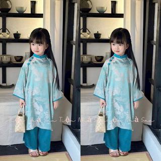 áo dài cách tân cho bé gái gấm lụa cao cấp - sỉ buôn tại xưởng