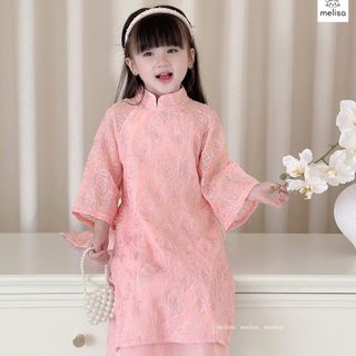 áo dài cách tân thêu kèm váy cho bé gái - xưởng may áo dài trẻ em người lớn