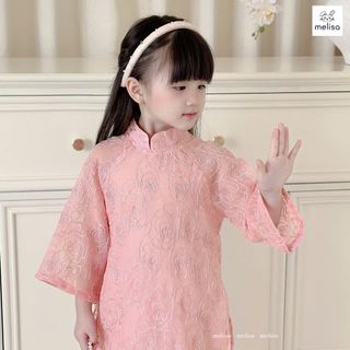 áo dài cách tân thêu kèm váy cho bé gái - xưởng may áo dài trẻ em người lớn