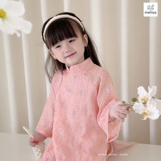 áo dài cách tân thêu kèm váy cho bé gái - xưởng may áo dài trẻ em người lớn