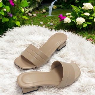 Dép nữ cao gót 3 phân gót vuông, quai bảng ngang màu comple ( 102 )