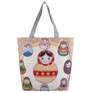 Túi Vải Quà tặng Búp Bê gỗ ( lật đật ) big size cài kéo quai sọc đa dạng hoạ tiết ( Hàng Giá Tận Cưởng )