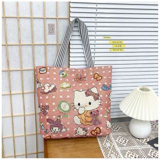 Túi Vải bigsize Tote Kitty Hoạ tiết cute trẻ trung và đầy sáng tạo , khoá kéo quai sọc ( Hàng Giá Tận Xưởng )