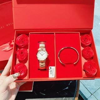 SET ĐỒNG HỒ CAO CẤP D.W QUÀ TẶNG ICONIC ĐỎ