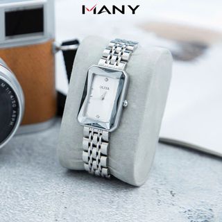 Đồng hồ nữ dây inox Oliya 6881B mặt chũ nhật chính hãng đeo tay thời trang