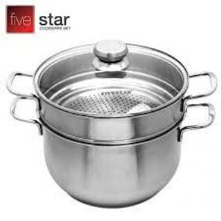 Bộ nồi xửng inox 3 đáy nắp kính  Fivestar 24-26-28-30cm