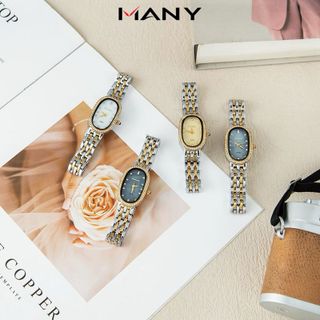 Đồng hồ day inox nữ Bonaier 007C mặt ovan chính hãng đeo tay thời trang