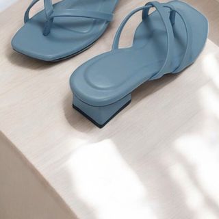 Dép nữ cao gót 3 phân gót vuông, quai kẹp dây chéo màu comple ( 108 )