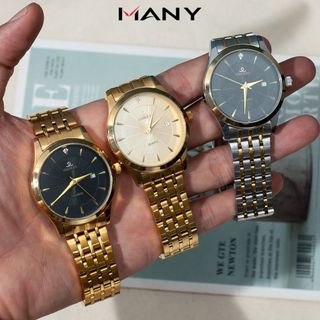 Đồng hồ nam OSHRZO 6442 dây kim loại bền chắc - Đồng hồ đeo tay phái mạnh mặt kính tròn MANY