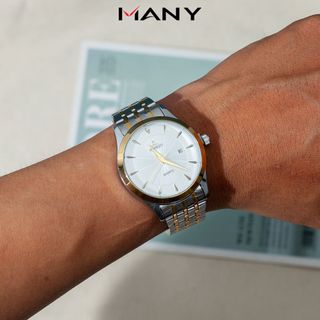 Đồng hồ nam OSHRZO 6442 dây kim loại bền chắc - Đồng hồ đeo tay phái mạnh mặt kính tròn MANY