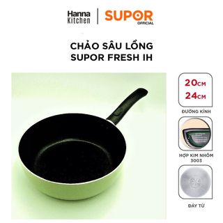Chảo sâu lòng chống dính 20cm, 24cm Supor H20213-SJ20 màu xanh bơ - Hàng Chính Hãng