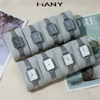 Đồng hồ nữ Timele mặt chữ nhật dây lưới - Đồng hồ đeo tay thời trang nữ dây thép không gỉ MANY