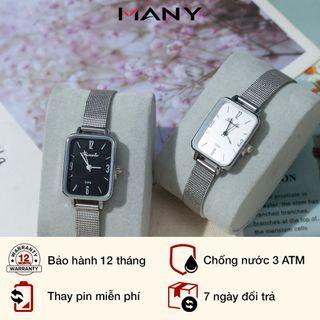 Đồng hồ nữ Timele mặt chữ nhật dây lưới - Đồng hồ đeo tay thời trang nữ dây thép không gỉ MANY