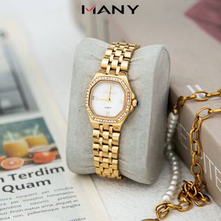 Đồng hồ nữ dây inox Bonaier 296 mặt lục giác chính hãng đeo tay thời trang