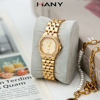 Đồng hồ nữ dây inox Bonaier 296 mặt lục giác chính hãng đeo tay thời trang