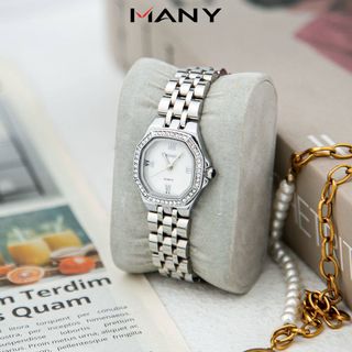 Đồng hồ nữ dây inox Bonaier 296 mặt lục giác chính hãng đeo tay thời trang