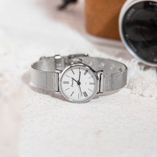 Đồng hồ dây lụa nữ Timele mặt tròn đeo tay thời trang