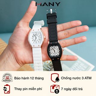 Đồng hồ nữ Unisex Mruika cổ điển 3315 - Đồng hồ mặt tròn cong dây cao su êm ái tròn MANY