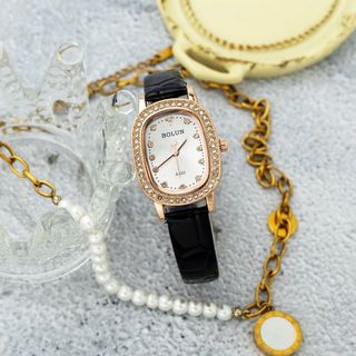 Đồng hồ dây da nữ Bolun 833 mặt ovan đeo tay thời trang