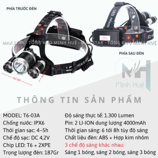 ĐÈN PIN ĐỘI ĐẦU SIÊU SÁNG 3 BÓNG LED T6-03 CHIẾU XA TRĂM MÉT CHỐNG NƯỚC, VA ĐẬP TỐT ĐÈN LED PHA ĐI ĐÊM CAO CẤP GD203 - LADY'S PASSION
