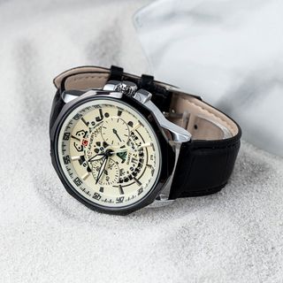 Đồng hồ dây da nam Cafuer 278 mặt tròn đeo tay thời trang