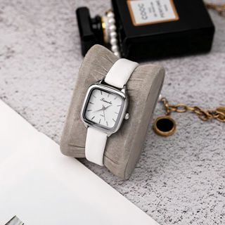 Đồng hồ dây da nữ Timele mặt vuông đeo thay thời trang