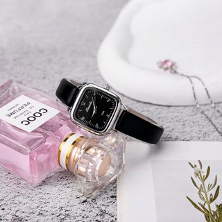 Đồng hồ dây da nữ Timele mặt vuông đeo tay thời trang