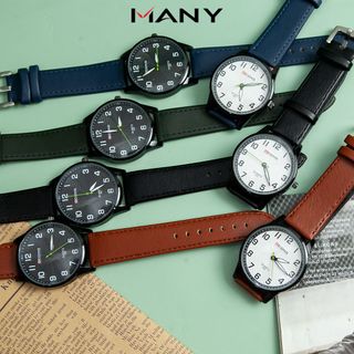 Đồng hồ thời trang nam Qcong mặt tròn 497 - Đồng hồ dây da nam thiết kế đơn giản MANY