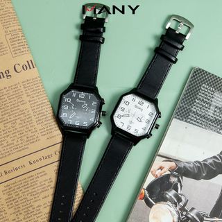 Đồng hồ nam Qcong mặt vuông dây da 2768 - Đồng hồ dây da thời trang nam cổ điển MANY