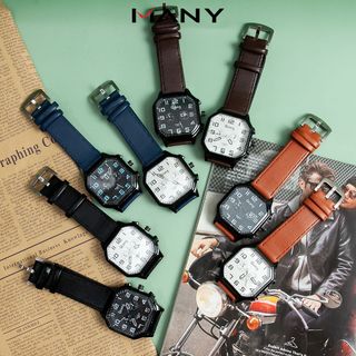 Đồng hồ nam Qcong mặt vuông dây da 2768 - Đồng hồ dây da thời trang nam cổ điển MANY