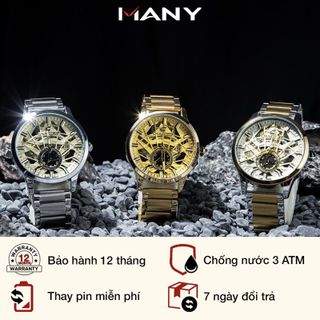 Đồng hồ nam Chaxigo dây kim loại đúc đặc mặt giả cơ 2 kim có lịch mã fashion 6818-1