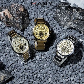 Đồng hồ nam Chaxigo dây kim loại đúc đặc mặt giả cơ 2 kim có lịch mã fashion 6818-1
