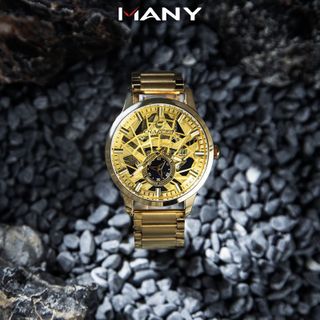 Đồng hồ nam Chaxigo dây kim loại đúc đặc mặt giả cơ 2 kim có lịch mã fashion 6818-1