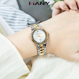 Đồng Hồ Phong Cách Tối Giản Bonaier 342 Fi , Mặt Đồng Hồ Tròn, Dây Đeo Mạ Bạc Xen Vàng Inox, Thoải Mái Khi Đeo MANY