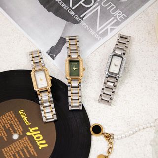 Đồng hồ nữ dây inox Bonaier 785 mặt chữ nhật chính hãng đeo tay thời trang