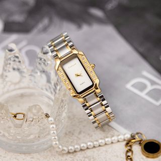Đồng hồ nữ dây inox Bonaier 785 mặt chữ nhật chính hãng đeo tay thời trang